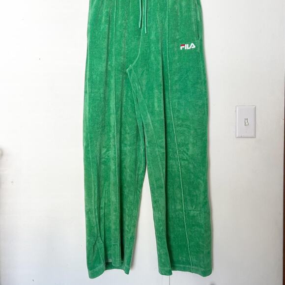 Green Terrycloth Wide Leg Pants - Picture 2 of 7
